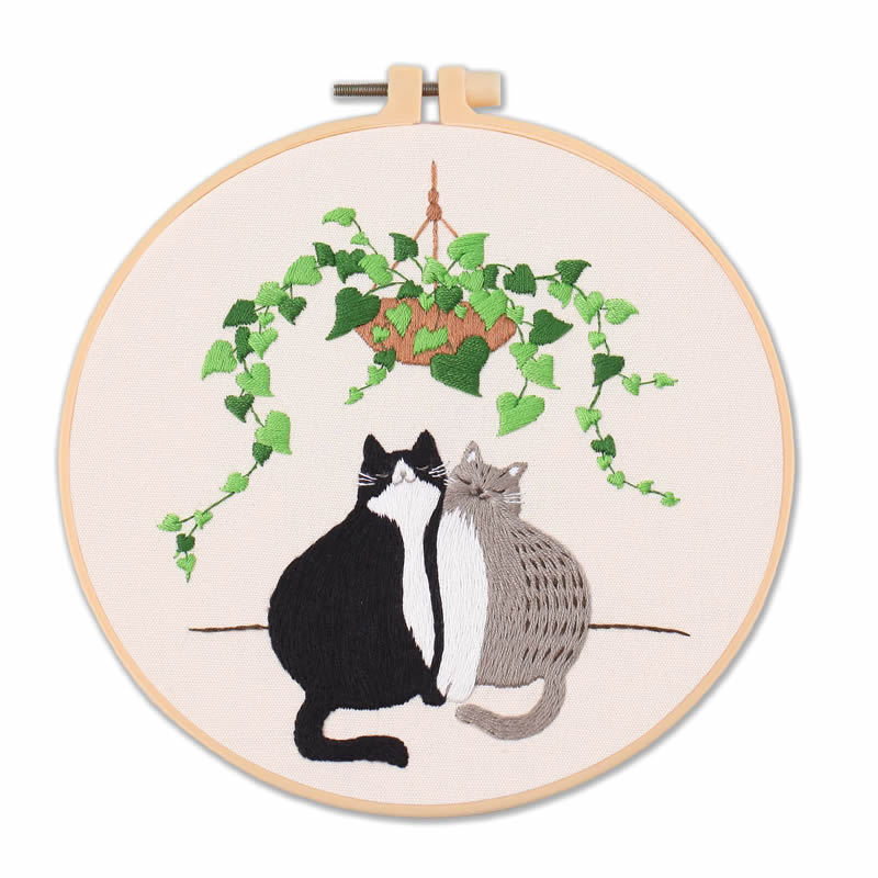 Cat Embroidery Pattern Diy Material Package Kit