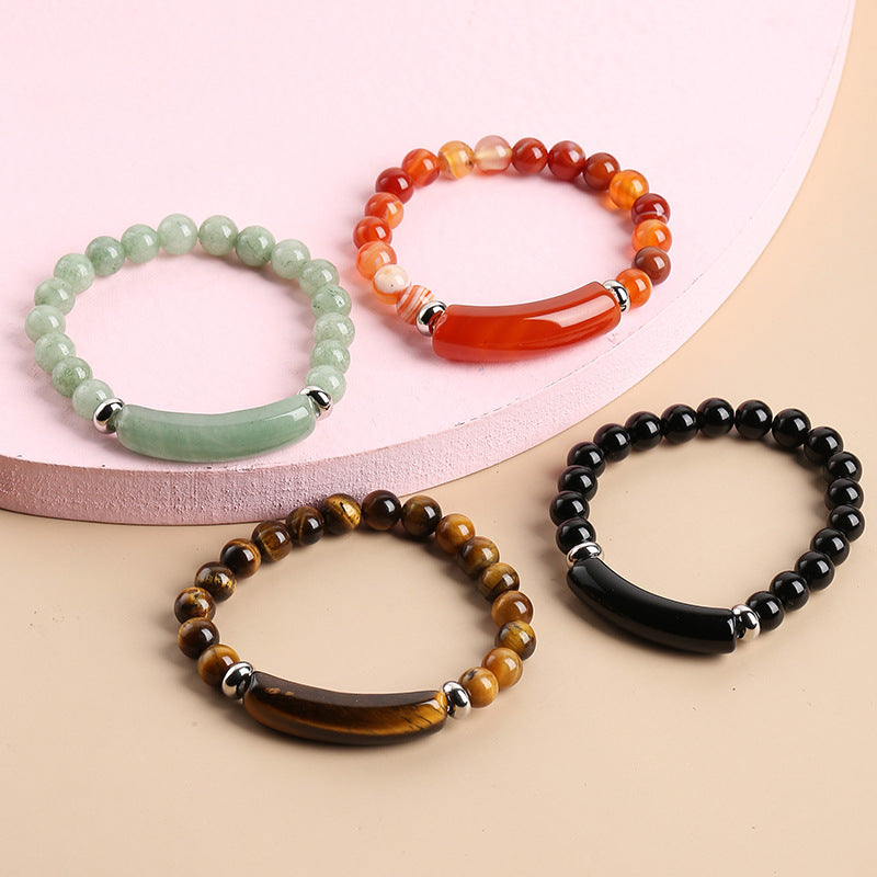 Natural Gemstone Bead Stretch Bracelet
