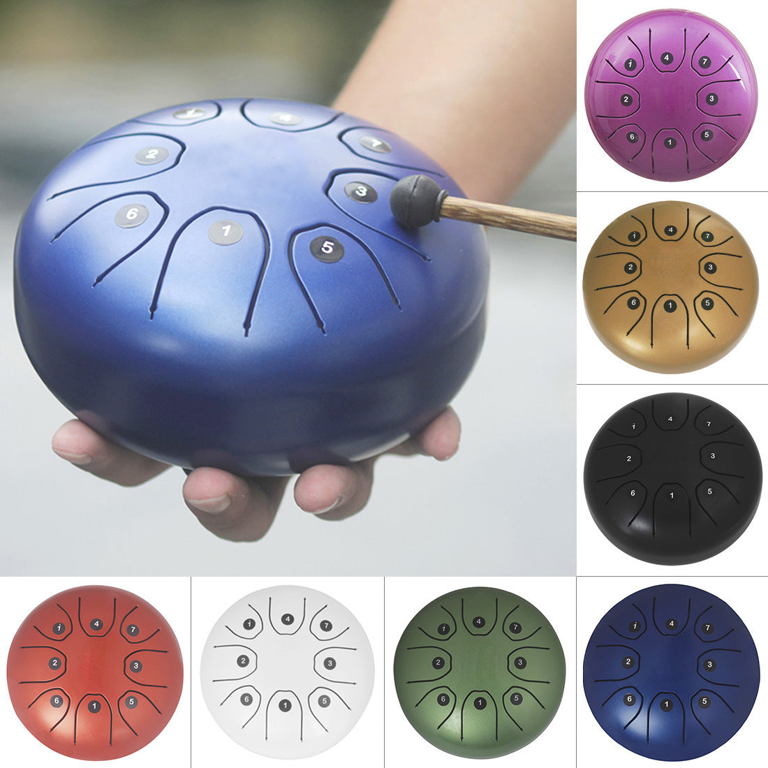 5.5 inch C key 8-tone Steel Tongue Drum with Bag and Music Book