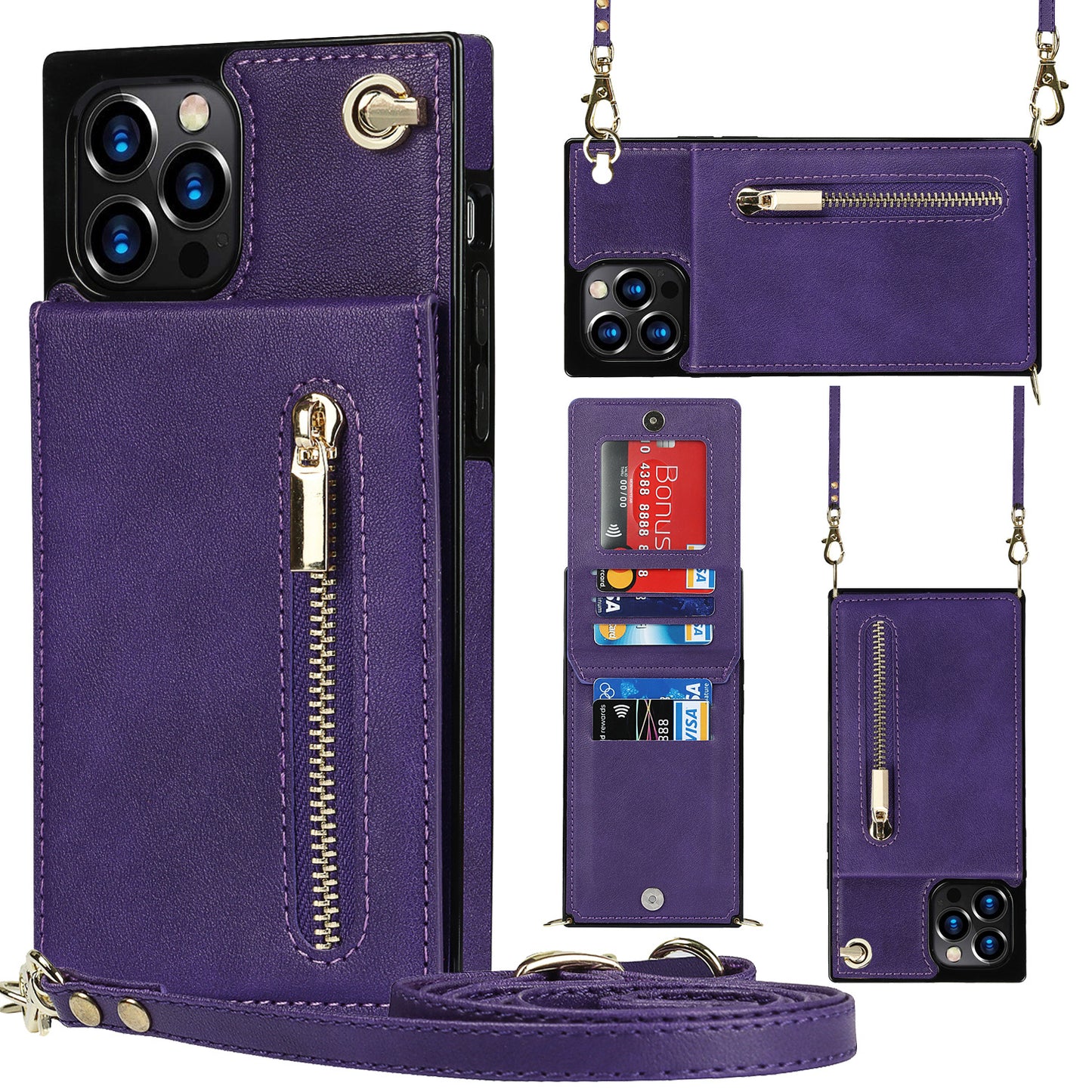PU Leather Ladies Phone Case with Shoulder Strap