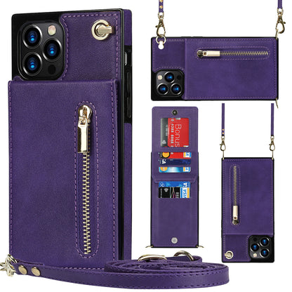 PU Leather Ladies Phone Case with Shoulder Strap