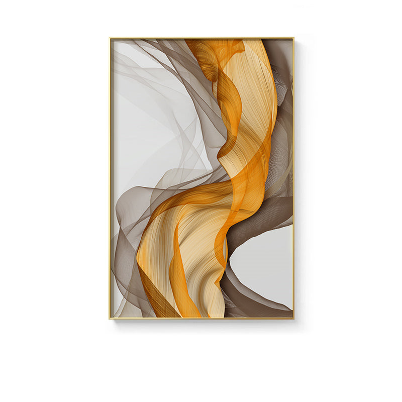 Abstract Yellow Grey Canvas Painting