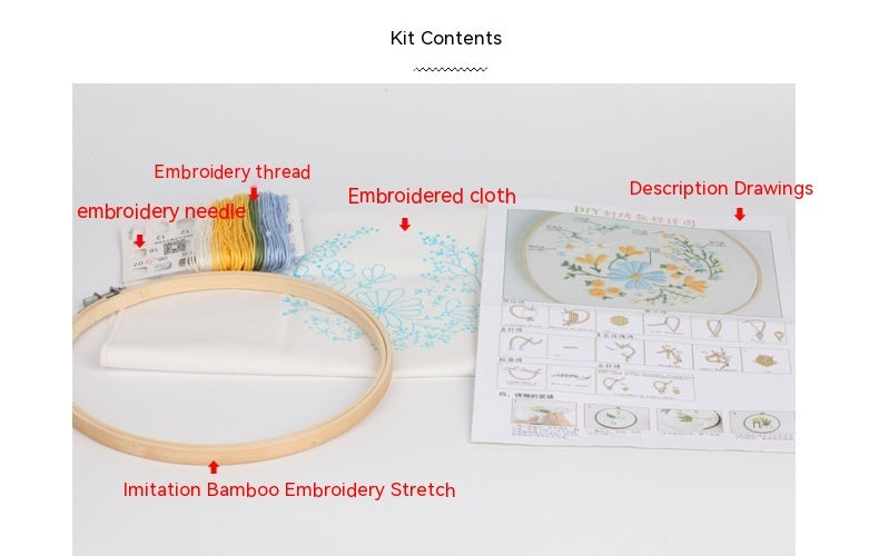 Cat Embroidery Pattern Diy Material Package Kit