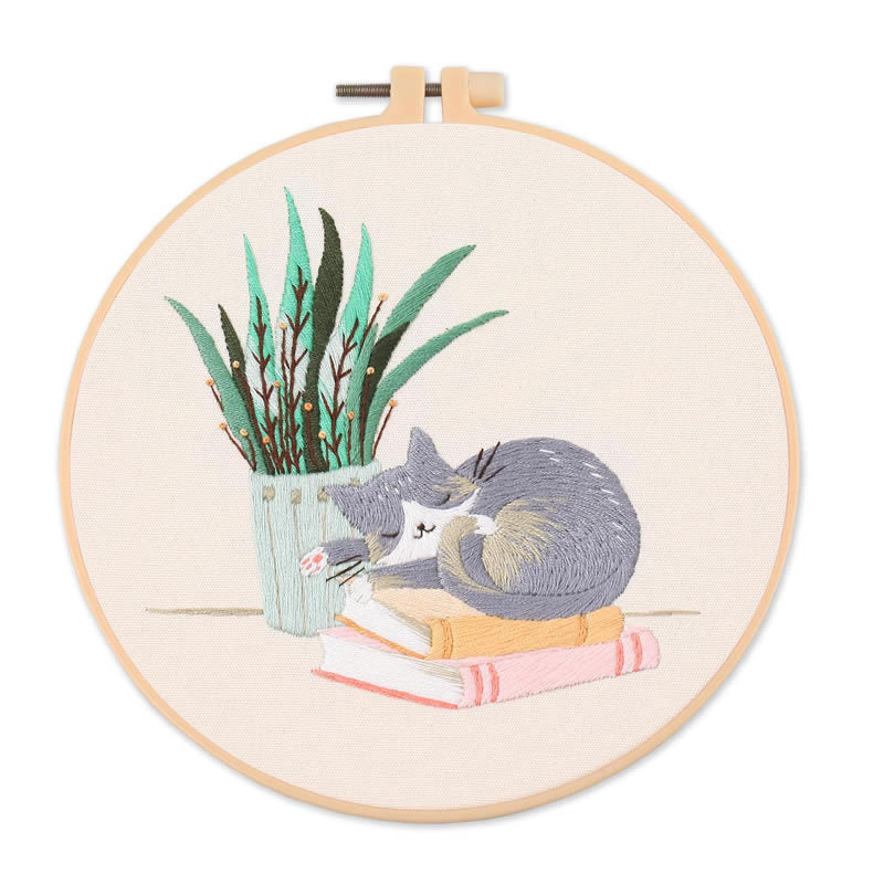 Cat Embroidery Pattern Diy Material Package Kit