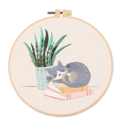Cat Embroidery Pattern Diy Material Package Kit