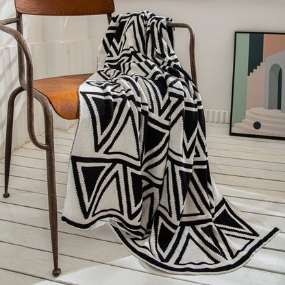 Geometric Pattern Knitted Blanket