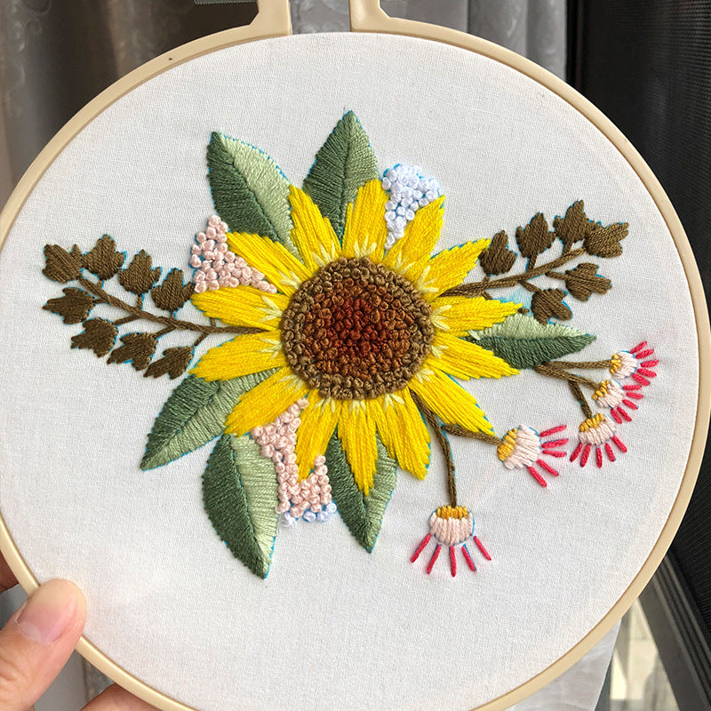 Flower Embroidery Diy Materials Pack