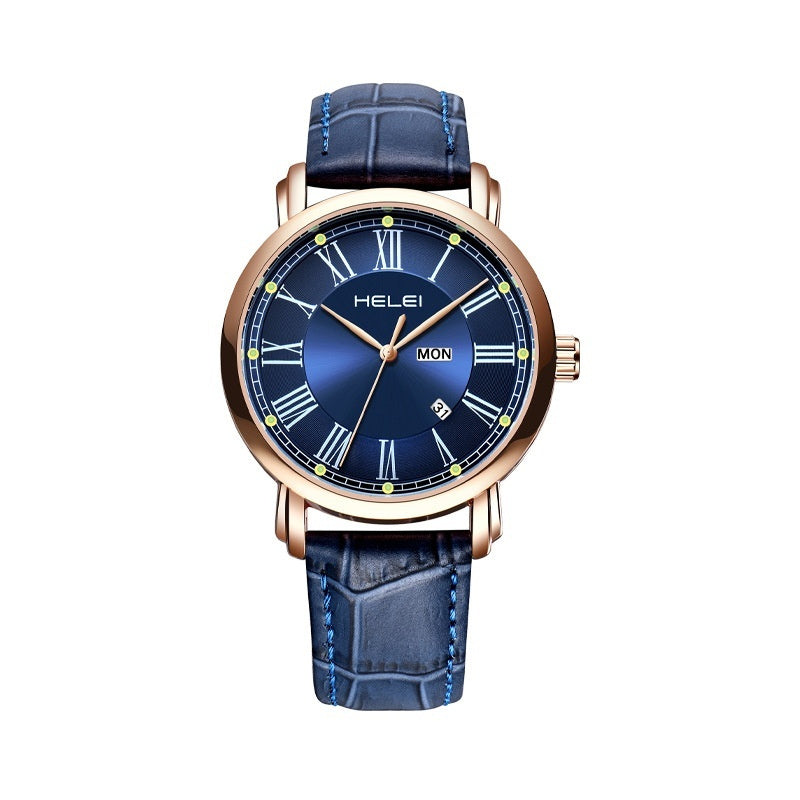 HELEI Business Leather Quartz Watch for Men
