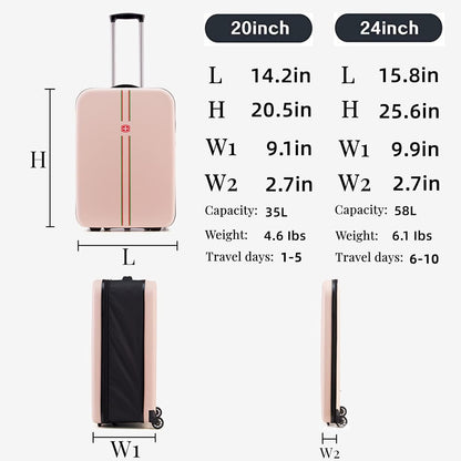 Fashion Compressible Lightweight Travel Suitcase with TSA Lock and Silent Wheels