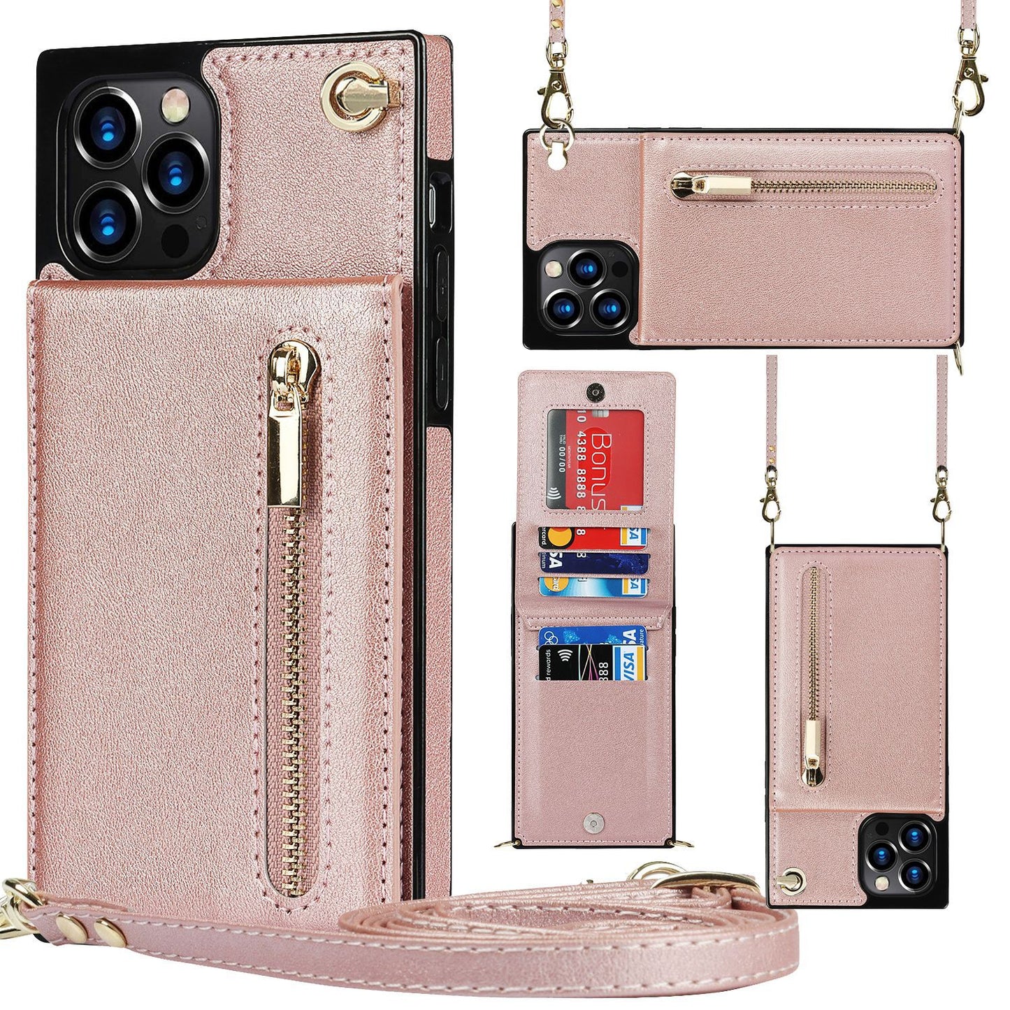 PU Leather Ladies Phone Case with Shoulder Strap