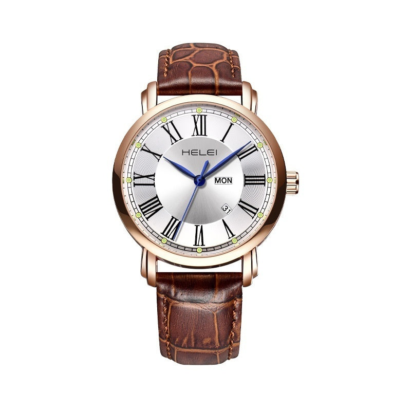HELEI Business Leather Quartz Watch for Men