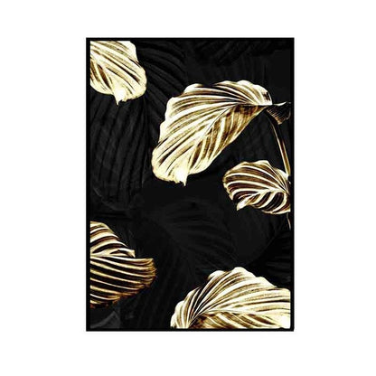 Abstract Golden Plant Leaf Modern Canvas Decoration