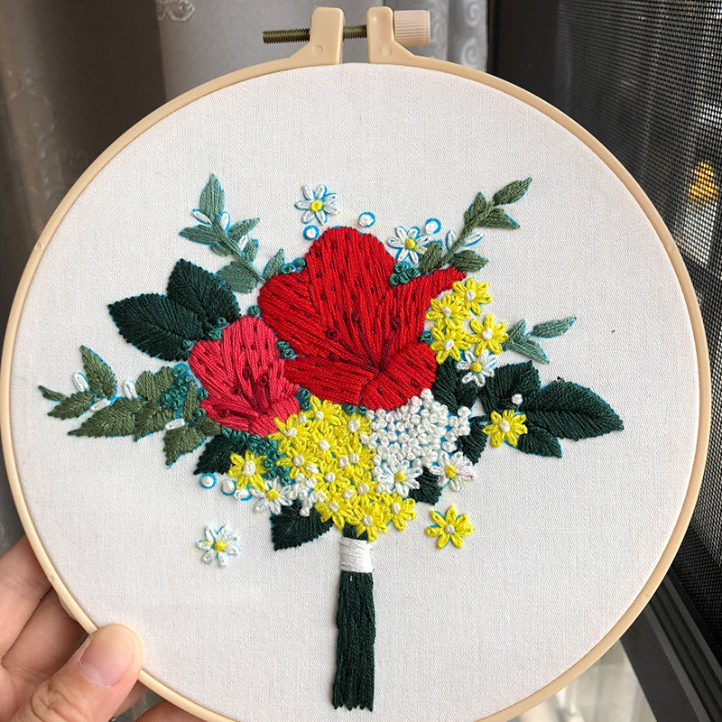 Flower Embroidery Diy Materials Pack