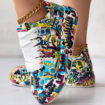 Women's Casual Round Toe Thick Sole Lace-Up Sneakers