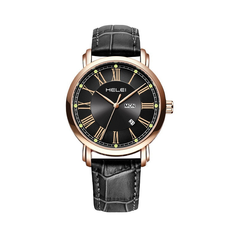 HELEI Business Leather Quartz Watch for Men