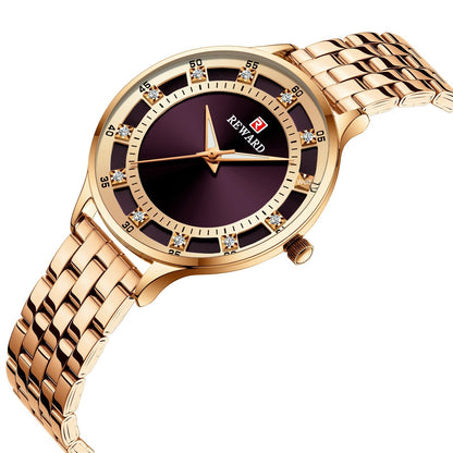 REWARD Fashion Steel Belt Quartz Diamond Women's Watch