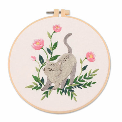 Cat Embroidery Pattern Diy Material Package Kit
