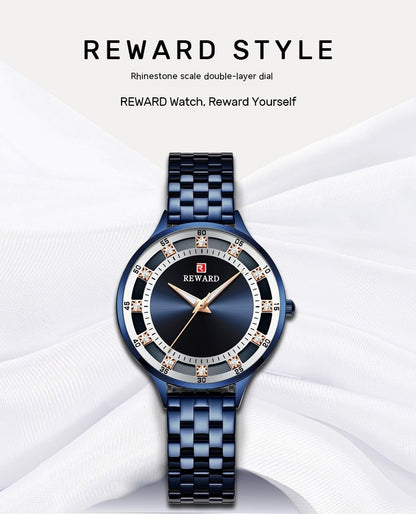 REWARD Fashion Steel Belt Quartz Diamond Women's Watch