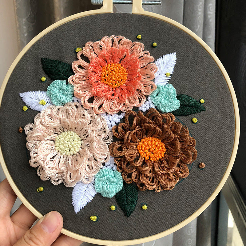 Flower Embroidery Diy Materials Pack