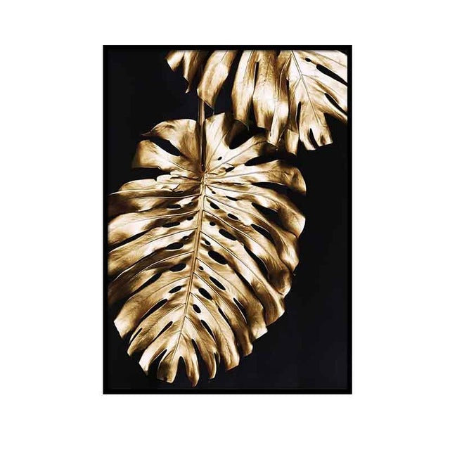 Abstract Golden Plant Leaf Modern Canvas Decoration
